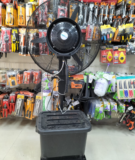 MISTING FAN MODEL:MD-HWF5003 ROTATION SPEED:1400RPM VOLTAGE:AC220V FREQUENCY:50HZ POWER:180W WEIGHT:22KG